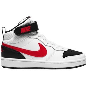 NIB Nike Court Borough Mid 2 (GS) | White/University Red/ Black | Size 6Y